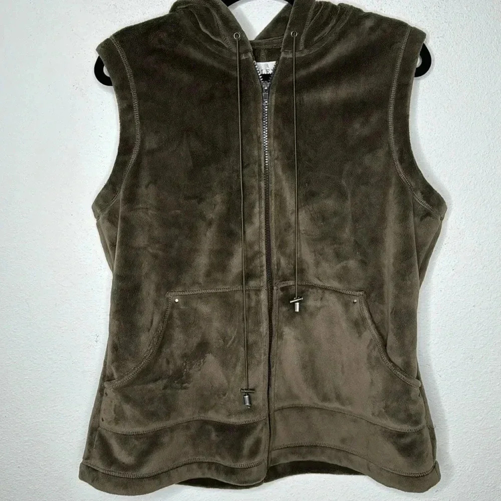 Pendleton Fleece Brown Hooded soft cozy feminine Vest Size Large